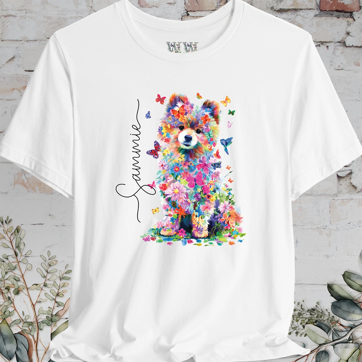 Pomeranian #2 Floral Personalized T shirt