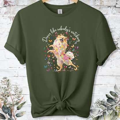 Pomeranian #3 "Dance like nobody's watching" unisex T shirt