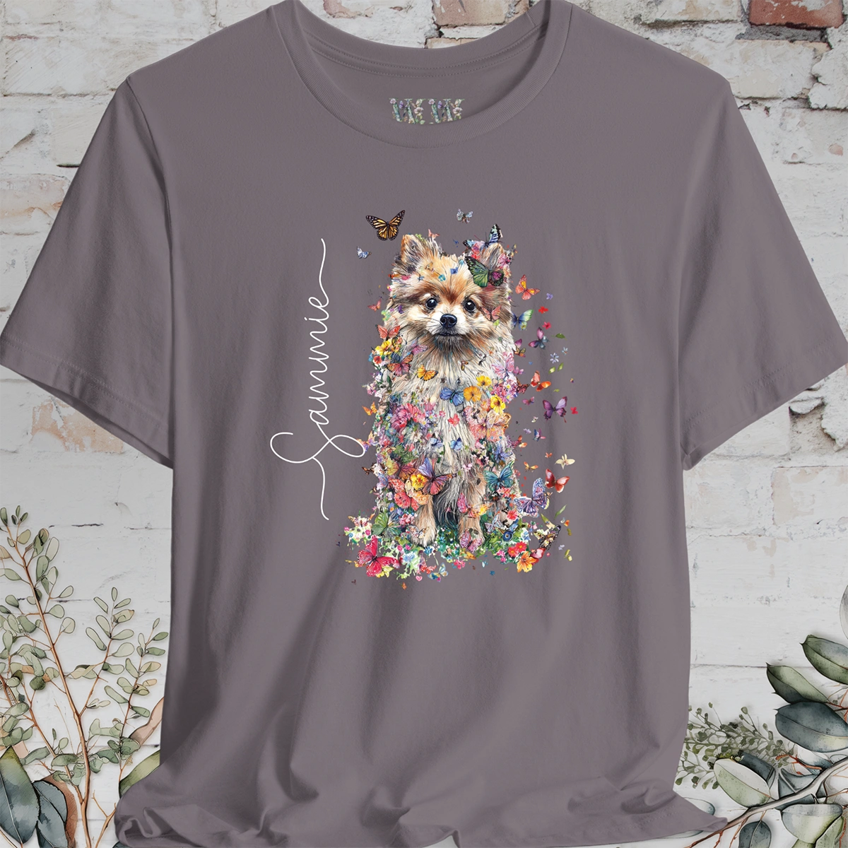 Pomeranian #3 Floral Personalized T shirt