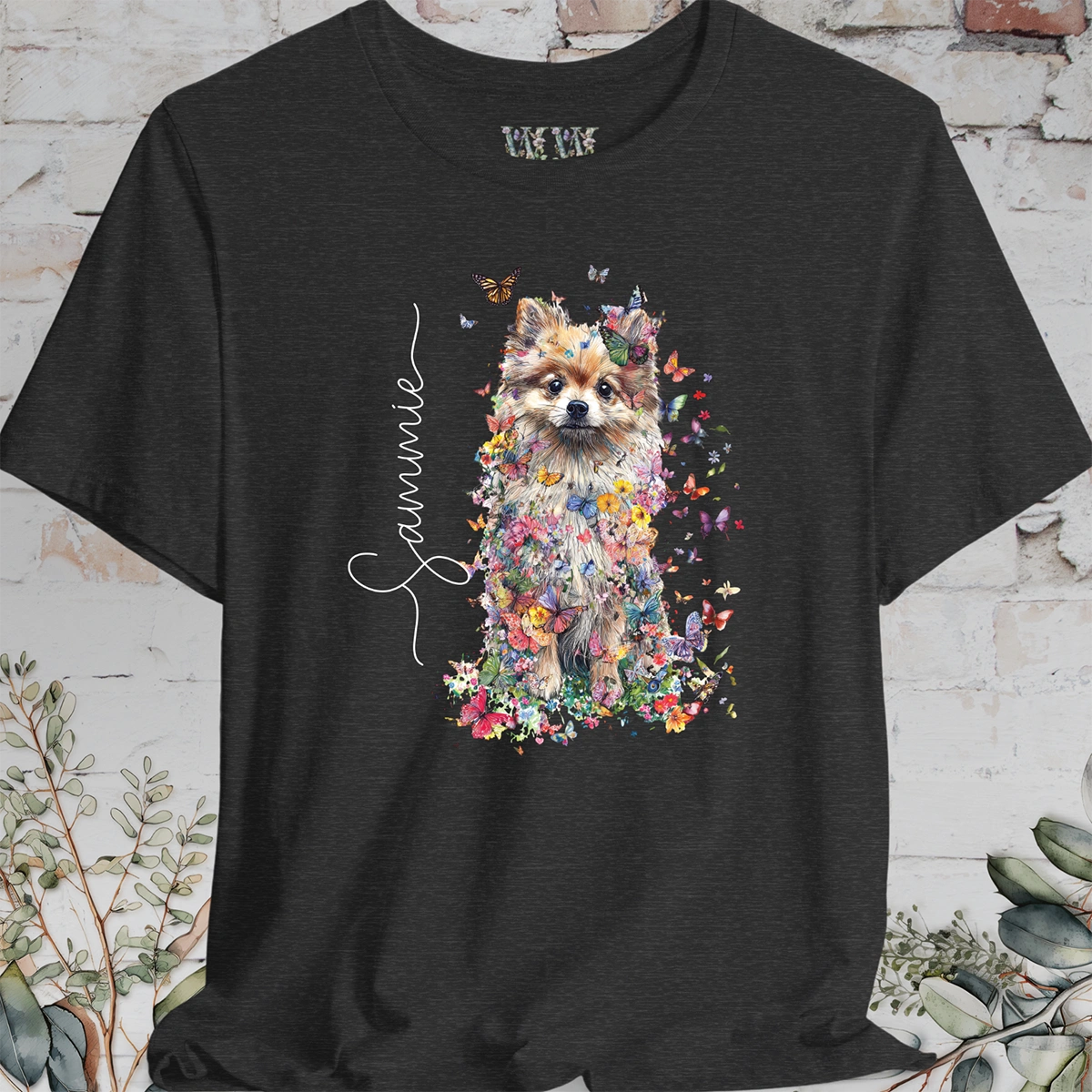 Pomeranian #3 Floral Personalized T shirt