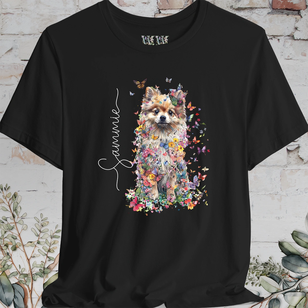 Pomeranian #3 Floral Personalized T shirt
