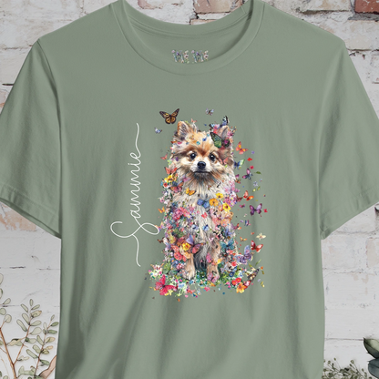 Pomeranian #3 Floral Personalized T shirt