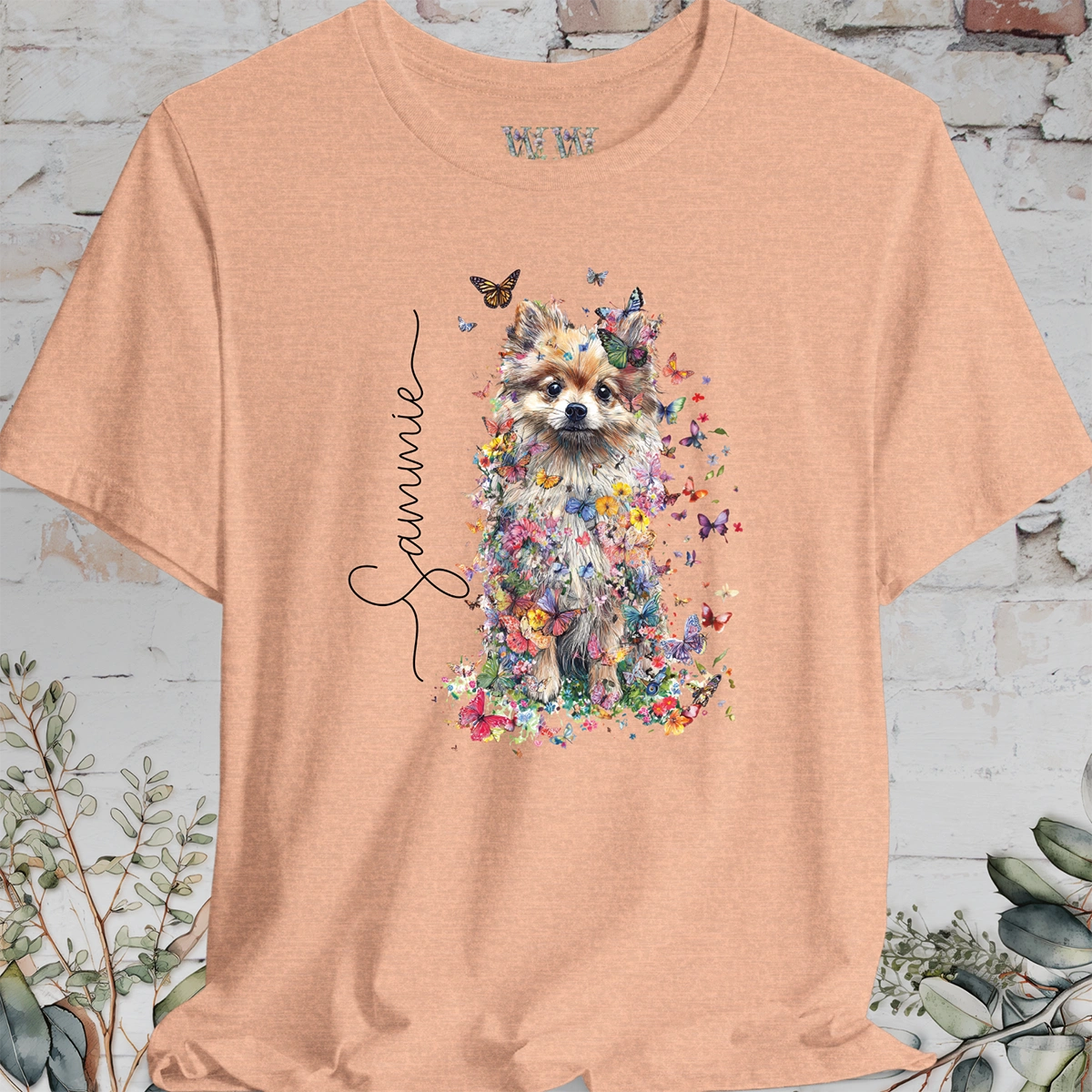 Pomeranian #3 Floral Personalized T shirt