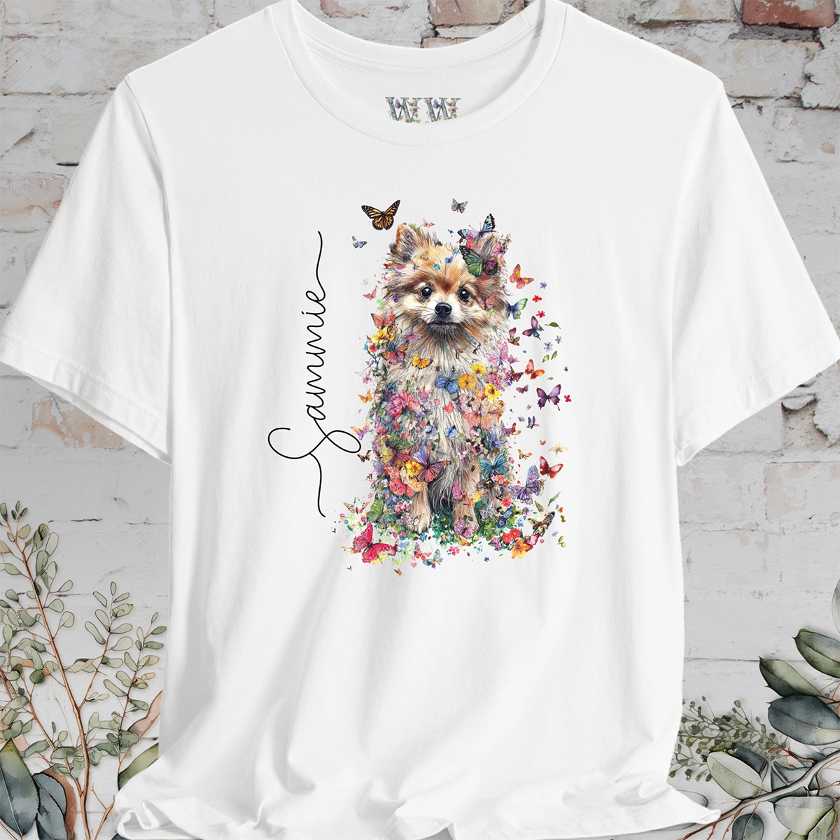 Pomeranian #3 Floral Personalized T shirt