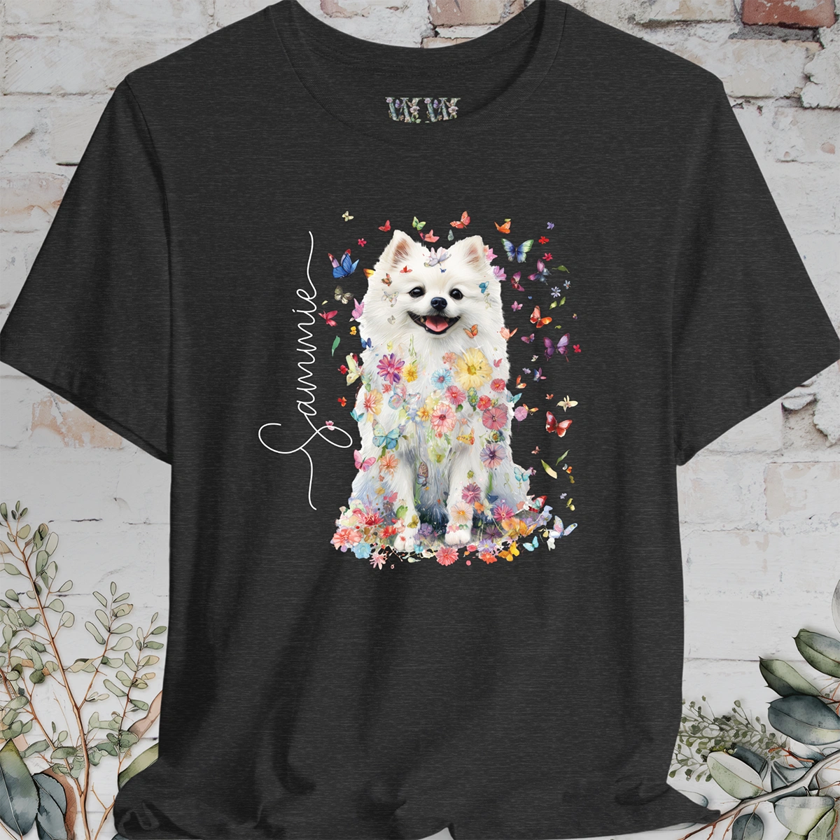 Pomeranian #4 Floral Personalized T shirt