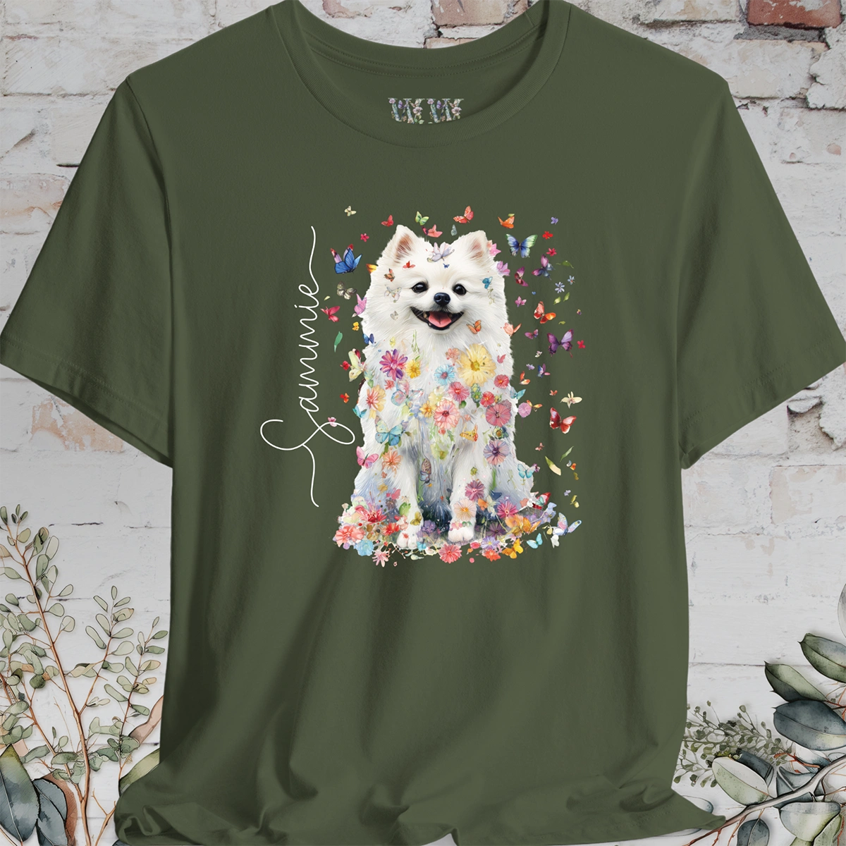 Pomeranian #4 Floral Personalized T shirt