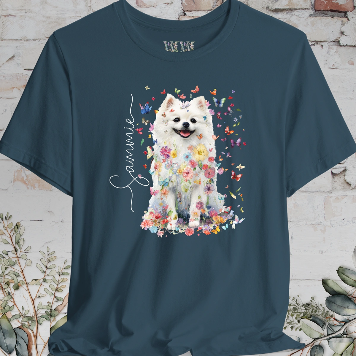 Pomeranian #4 Floral Personalized T shirt