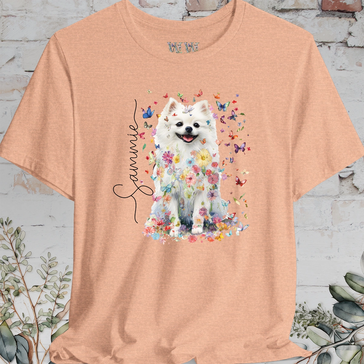 Pomeranian #4 Floral Personalized T shirt