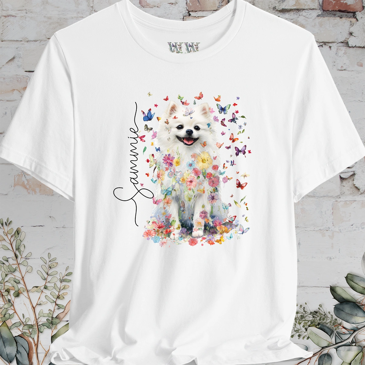 Pomeranian #4 Floral Personalized T shirt