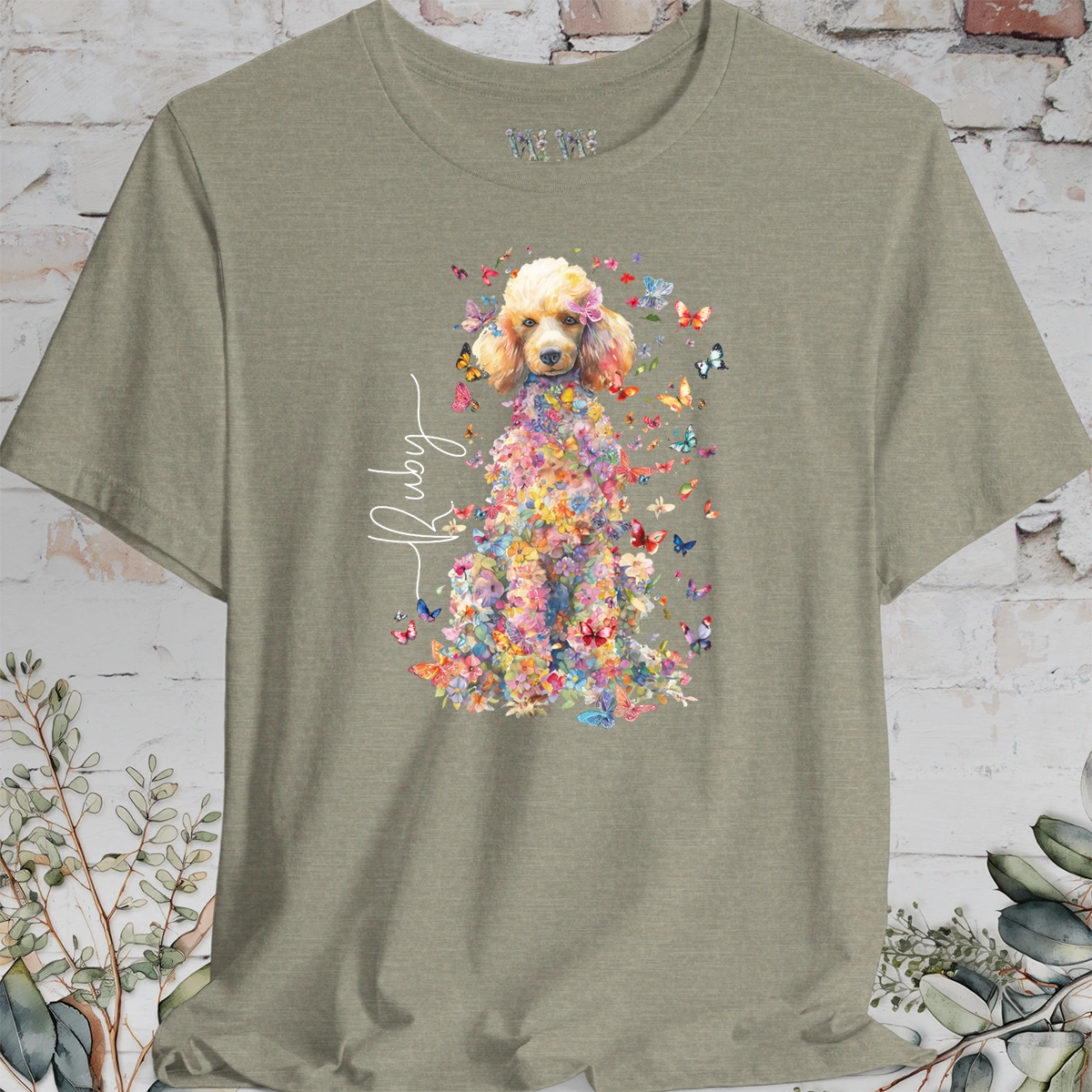 Poodle #5 Floral Butterfly Personalised, Unisex T-Shirt