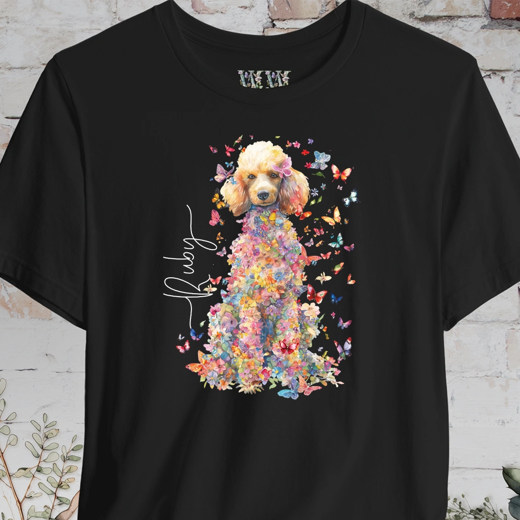Poodle #5 Floral Butterfly Personalised, Unisex T-Shirt