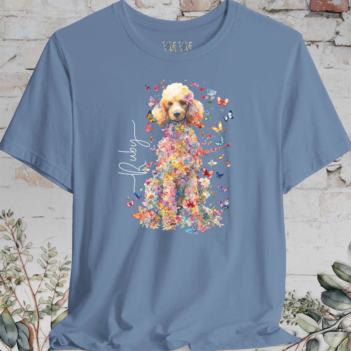 Poodle #5 Floral Butterfly Personalised, Unisex T-Shirt