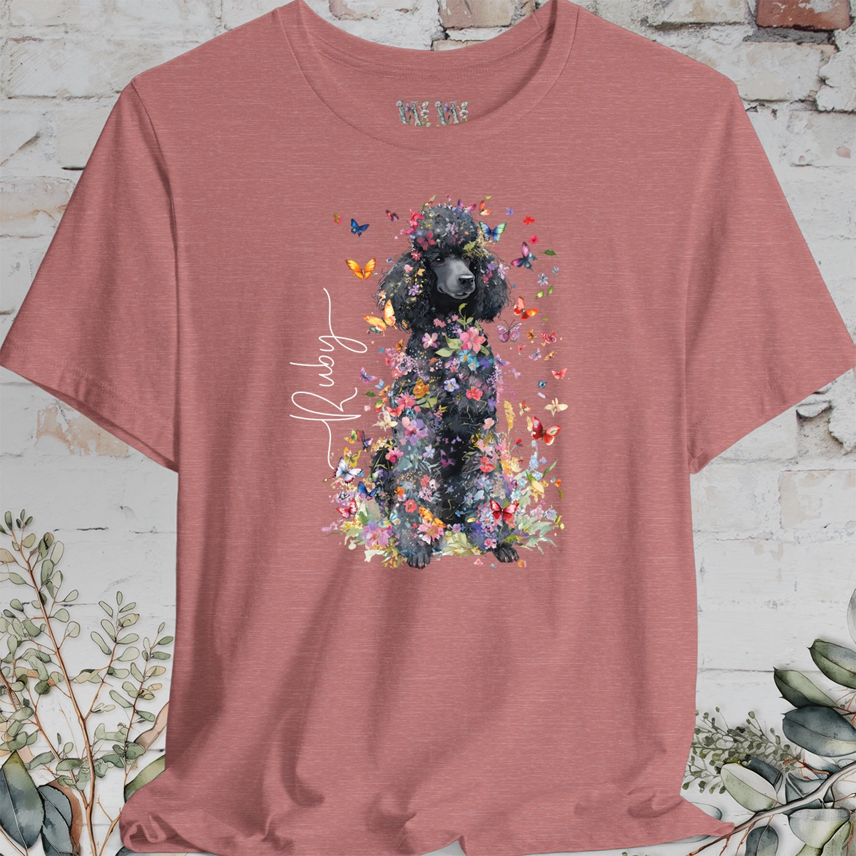 Poodle #6 Floral Butterfly Personalised, Unisex T-Shirt