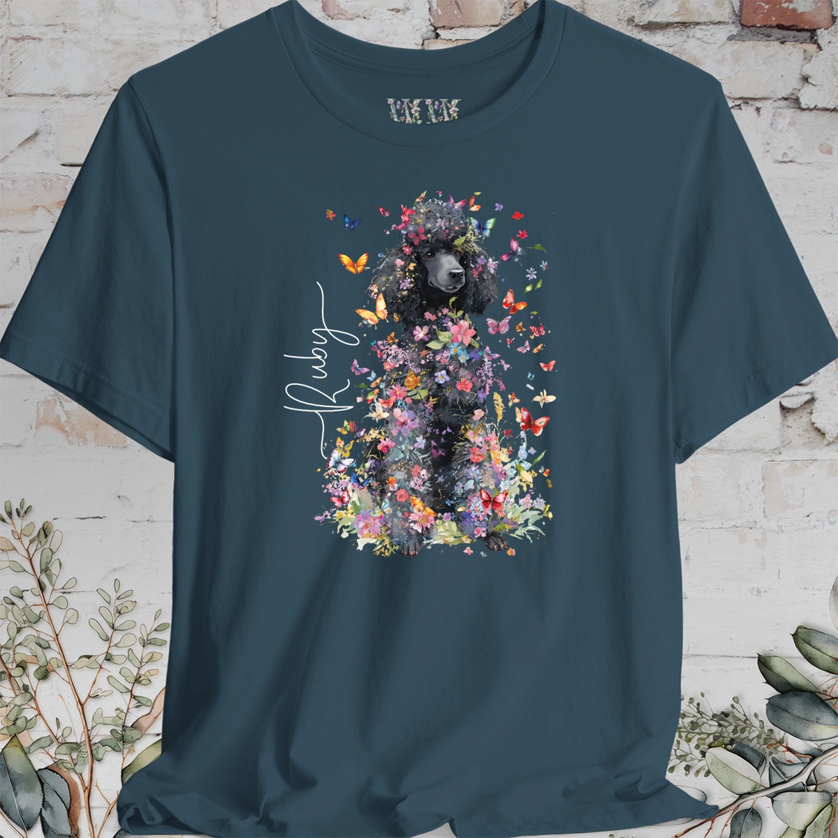 Poodle #6 Floral Butterfly Personalised, Unisex T-Shirt