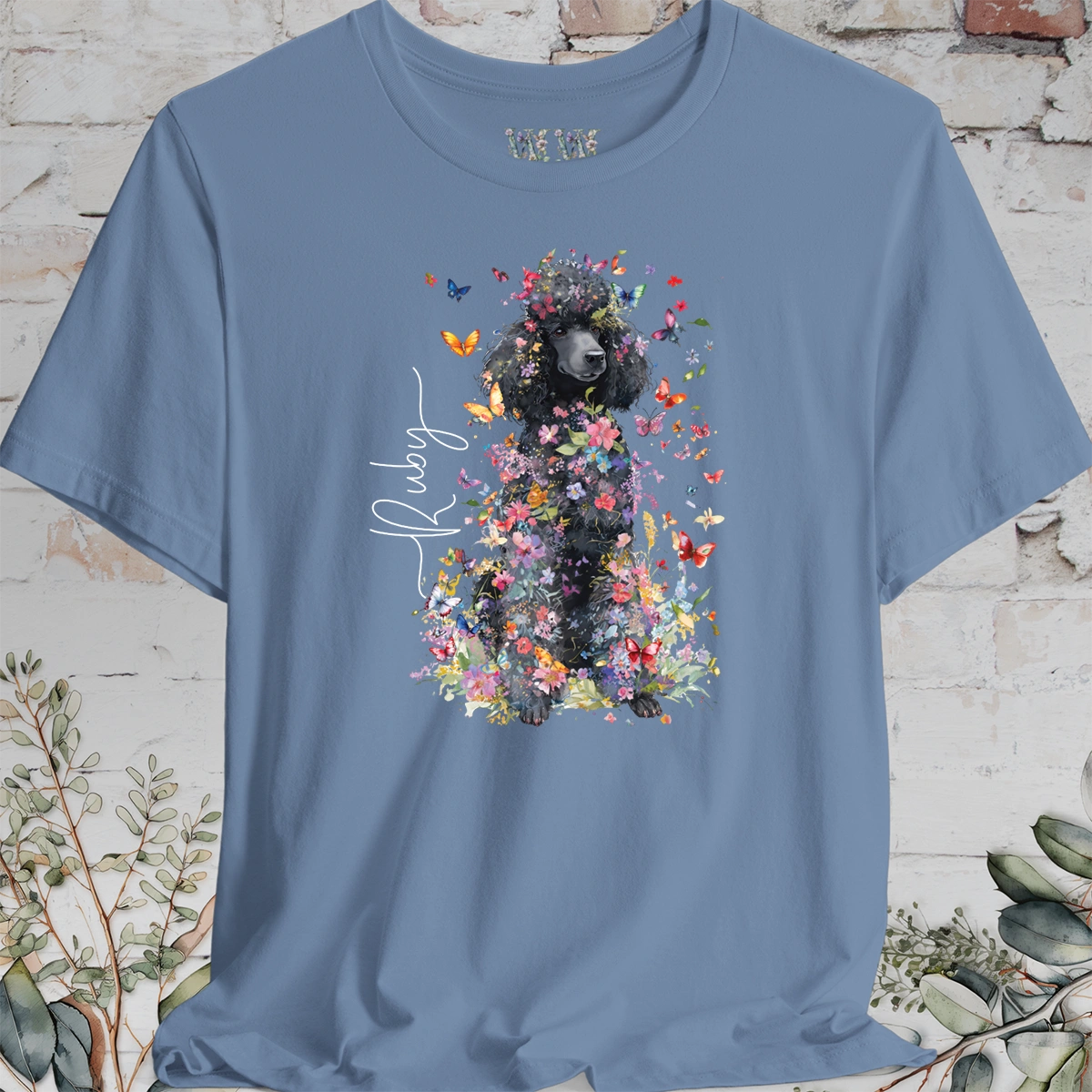 Poodle #6 Floral Butterfly Personalised, Unisex T-Shirt