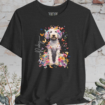 Poodle Cross, Floral Butterfly Personalised Unisex T-Shirt