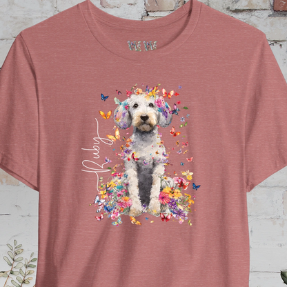 Poodle Cross, Floral Butterfly Personalised Unisex T-Shirt