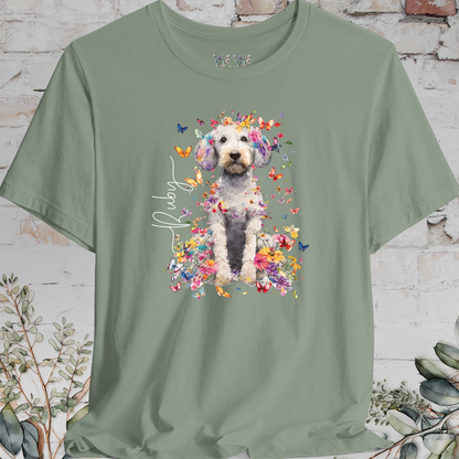 Poodle Cross, Floral Butterfly Personalised Unisex T-Shirt