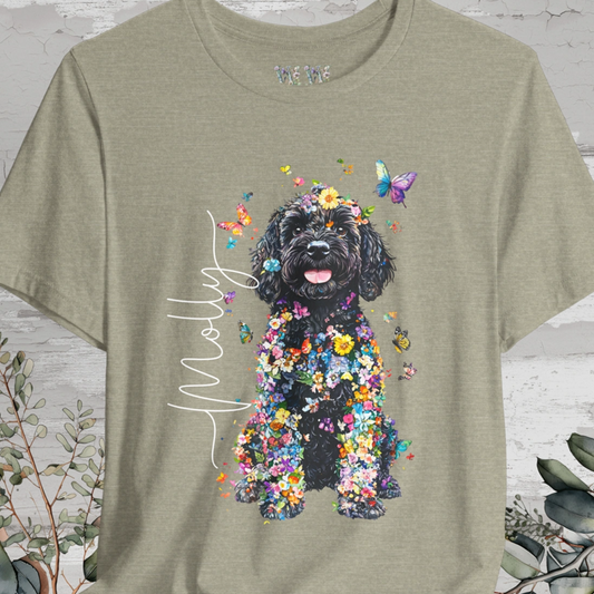 Portugese Water Dog Floral Personalized T shirt