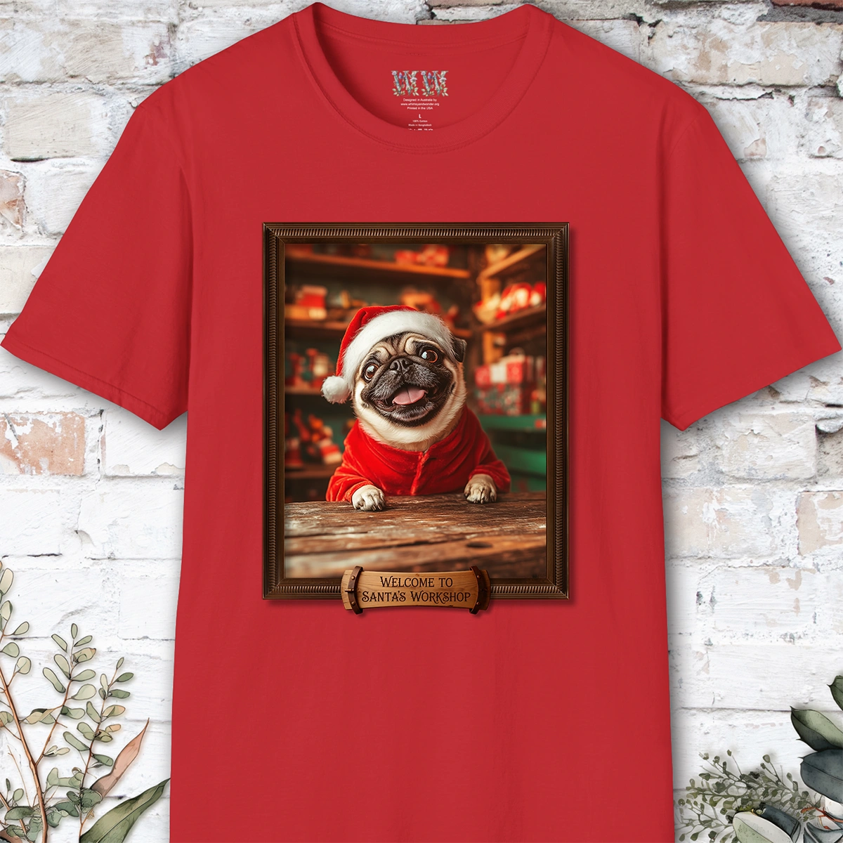 Pug #2 Santa's Workshop Unisex T shirt