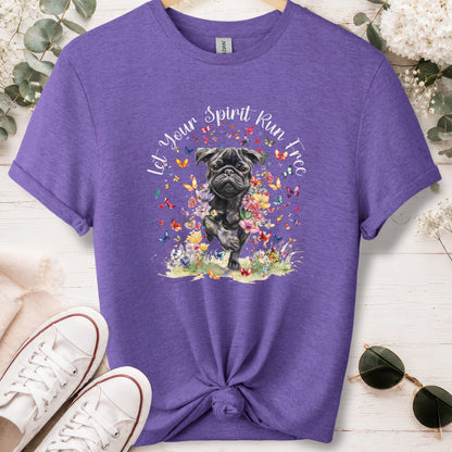 Pug #2, Let your spirit run free, unisex T shirt