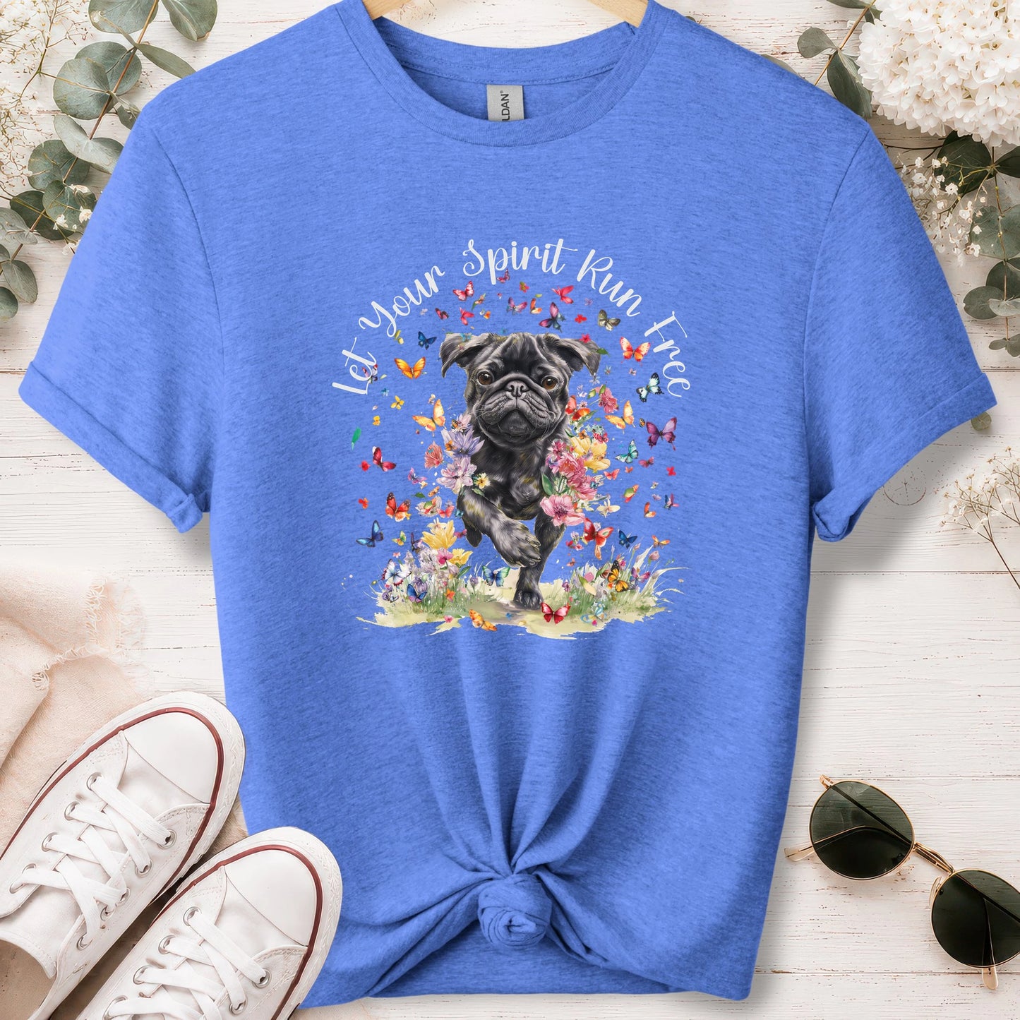 Pug #2, Let your spirit run free, unisex T shirt