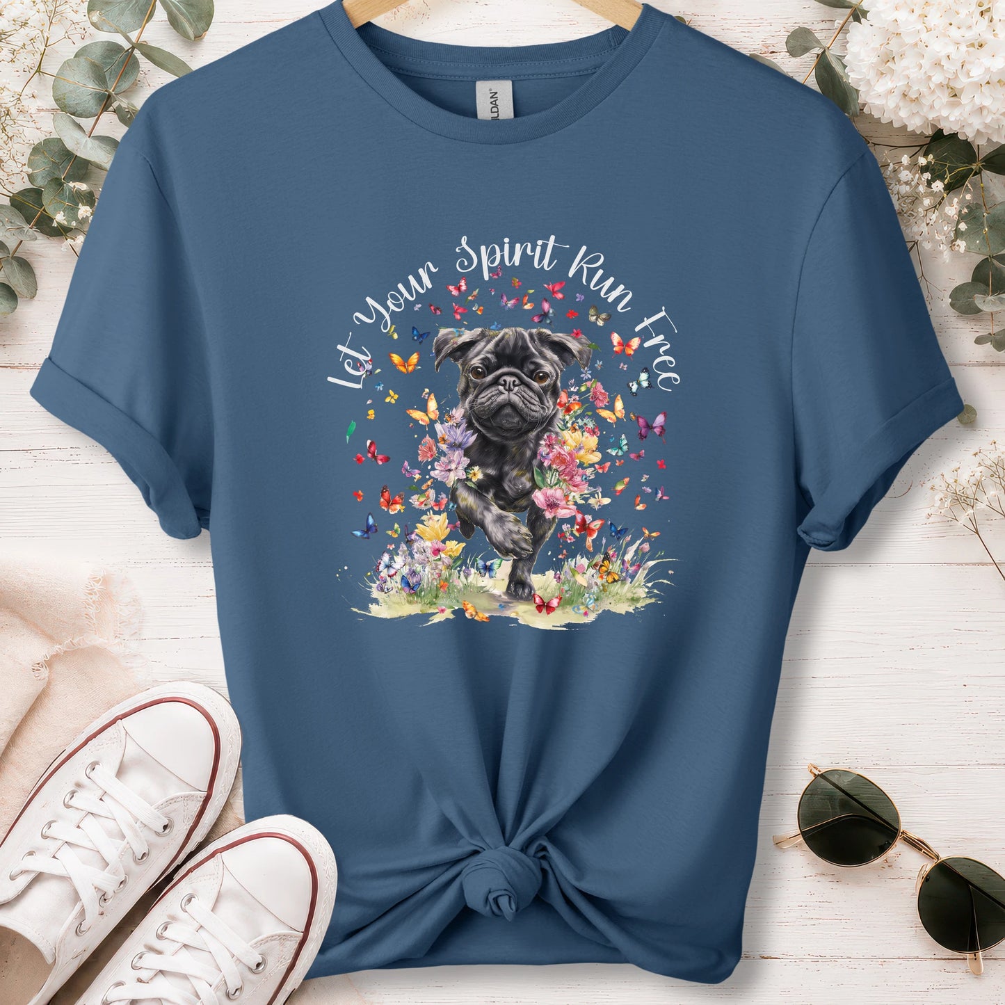 Pug #2, Let your spirit run free, unisex T shirt