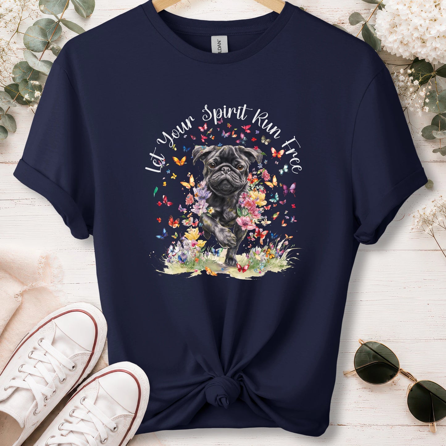 Pug #2, Let your spirit run free, unisex T shirt