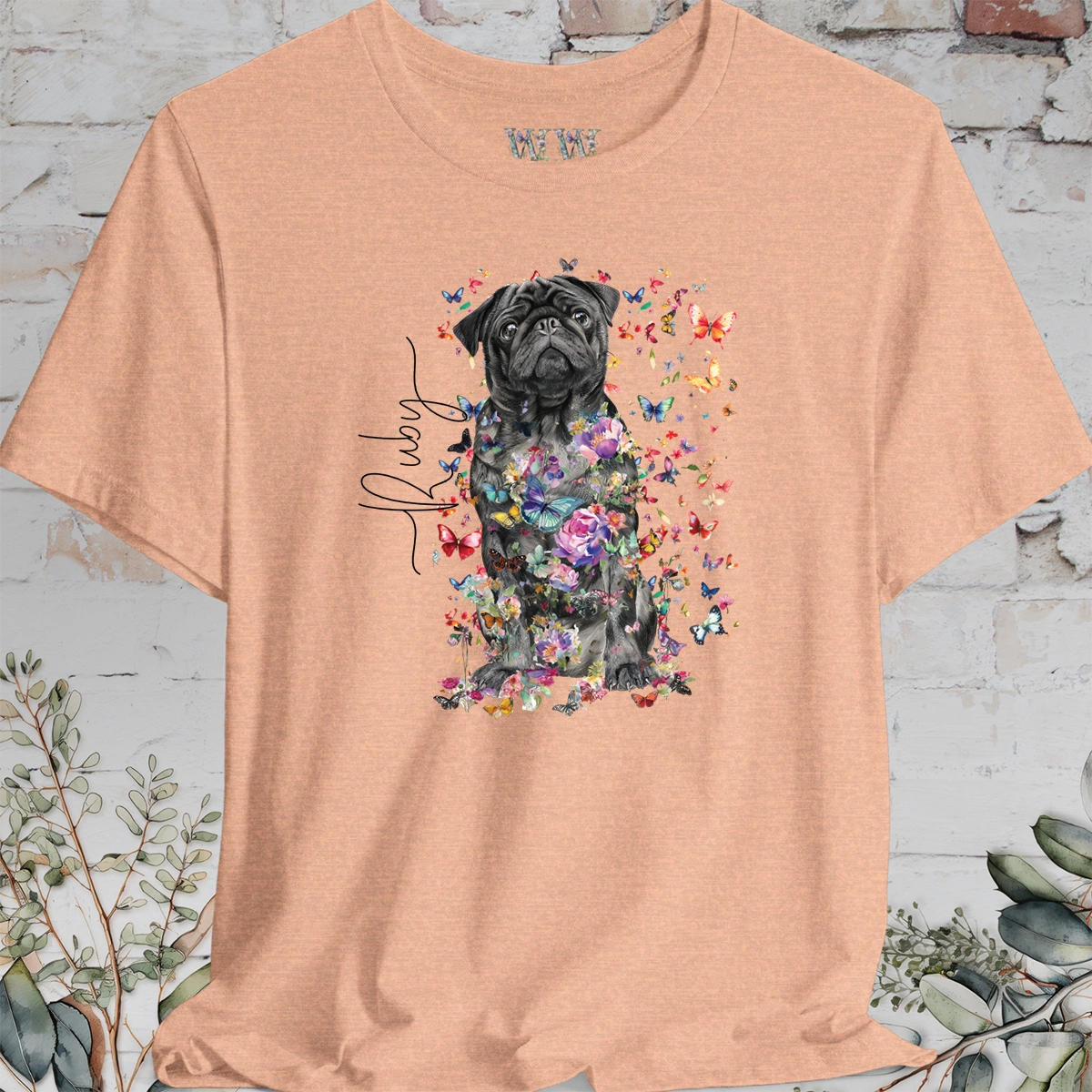 Pug #2 Floral Personalized T shirt