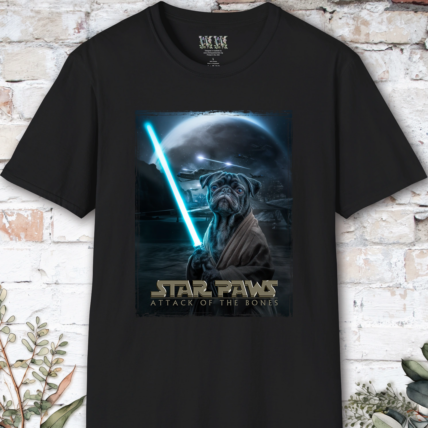 Pug #2 Star Paws Unisex T shirt