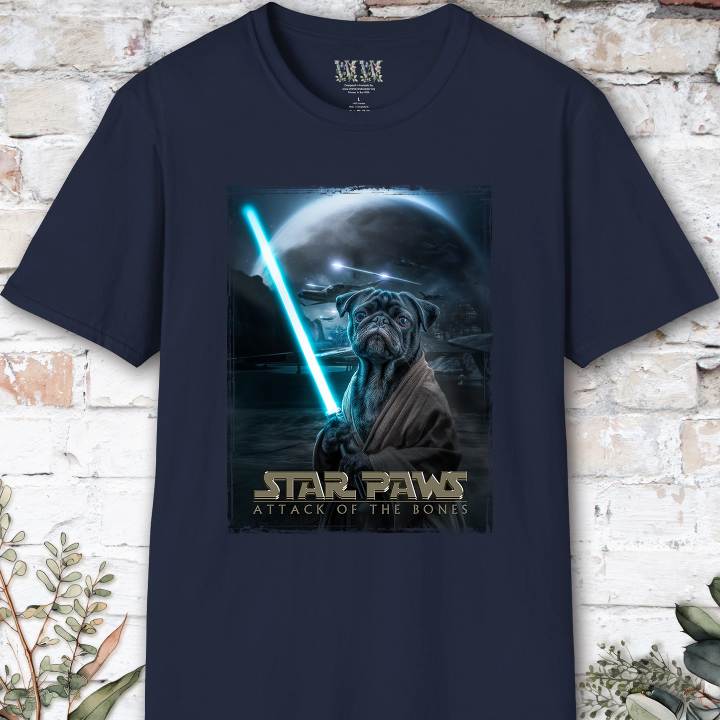 Pug #2 Star Paws Unisex T shirt