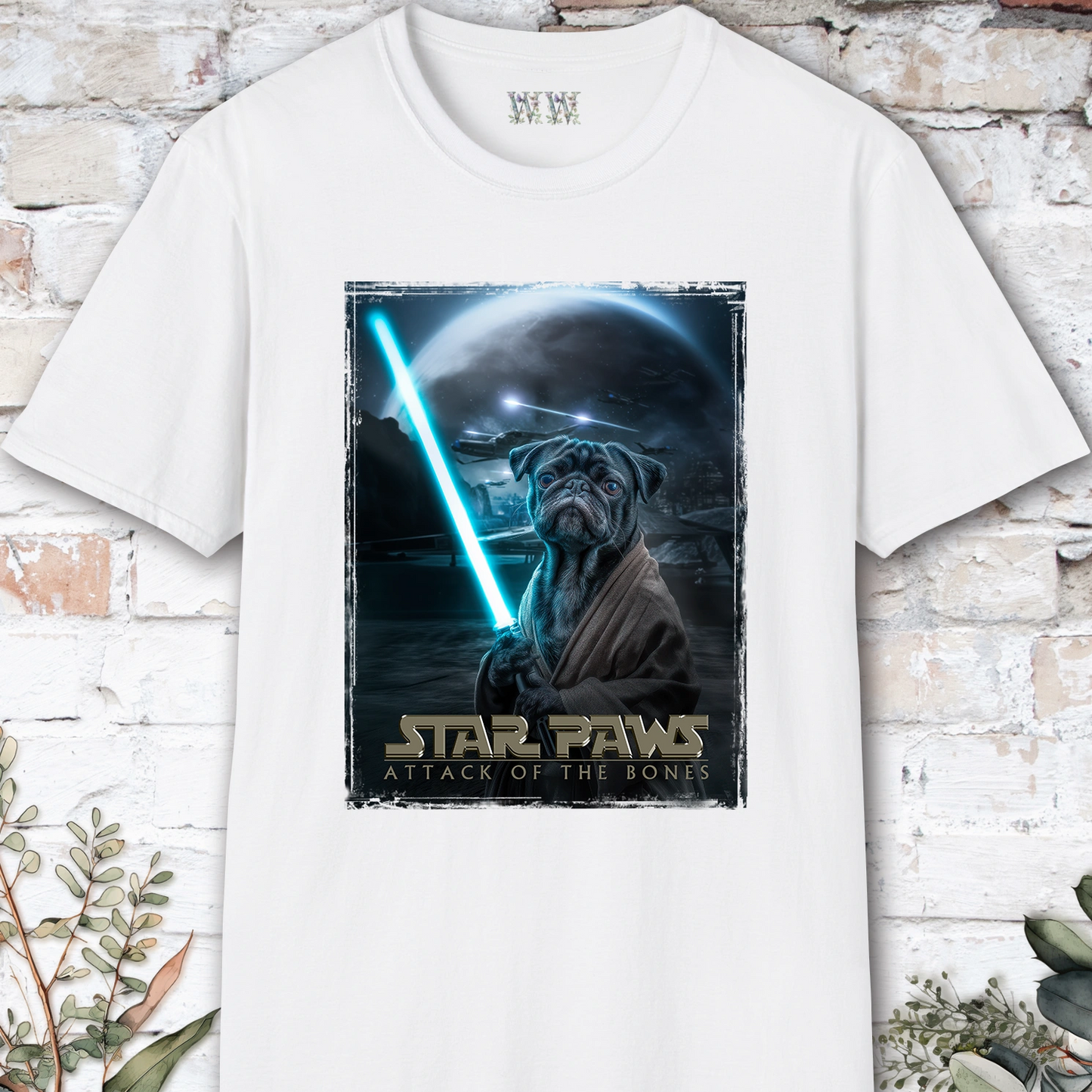Pug #2 Star Paws Unisex T shirt