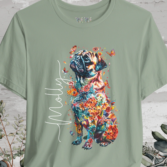 Pug Floral Personalized T shirt