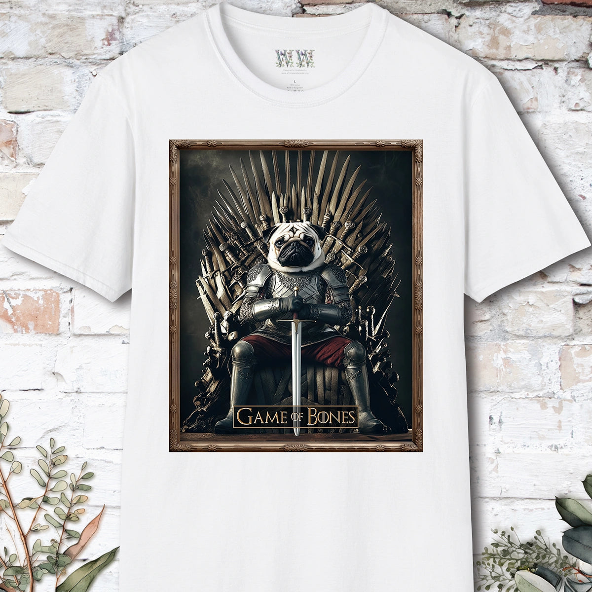 Pug Game of Bones, Unisex T shirt
