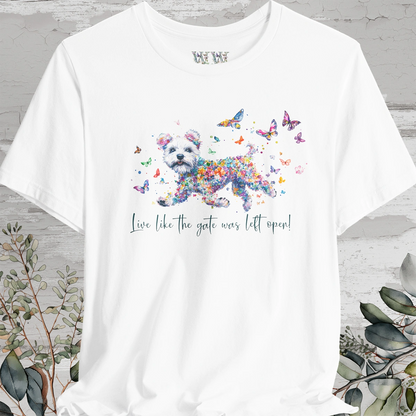 Pumi #1 "Live like the gate was left open" Unisex T shirt