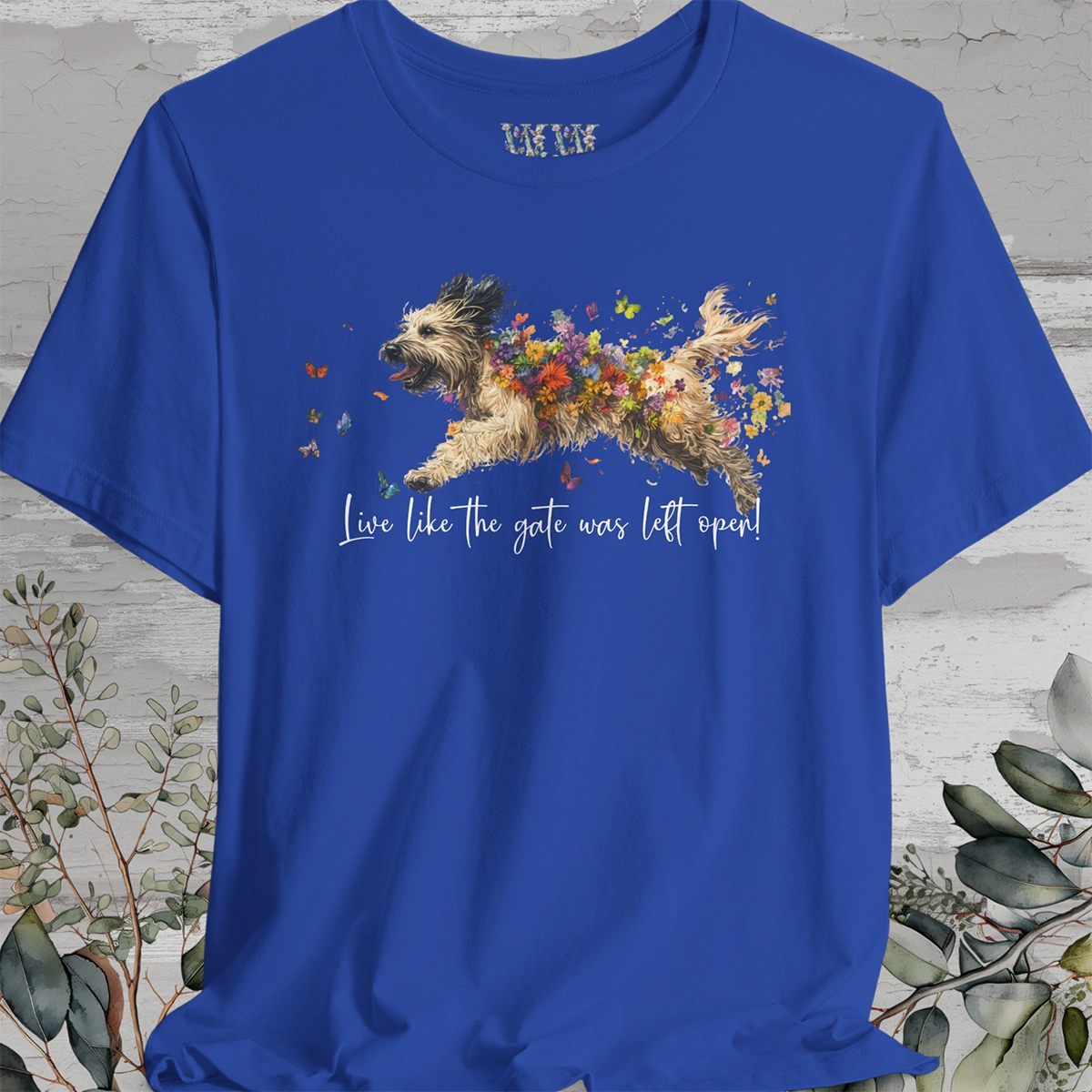 Pyrenean Sheepdog "Live like the gate was left open" Unisex T shirt
