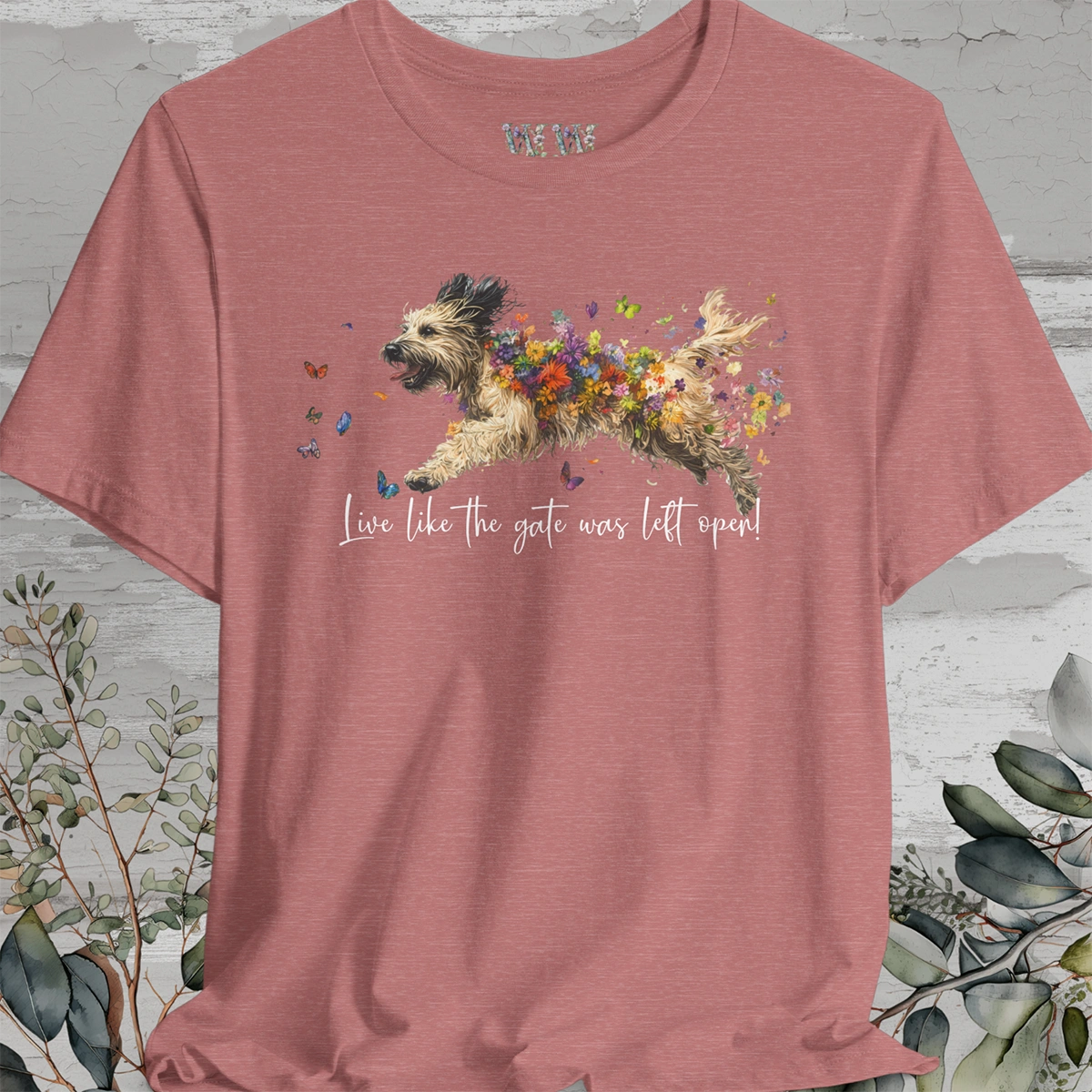 Pyrenean Sheepdog "Live like the gate was left open" Unisex T shirt