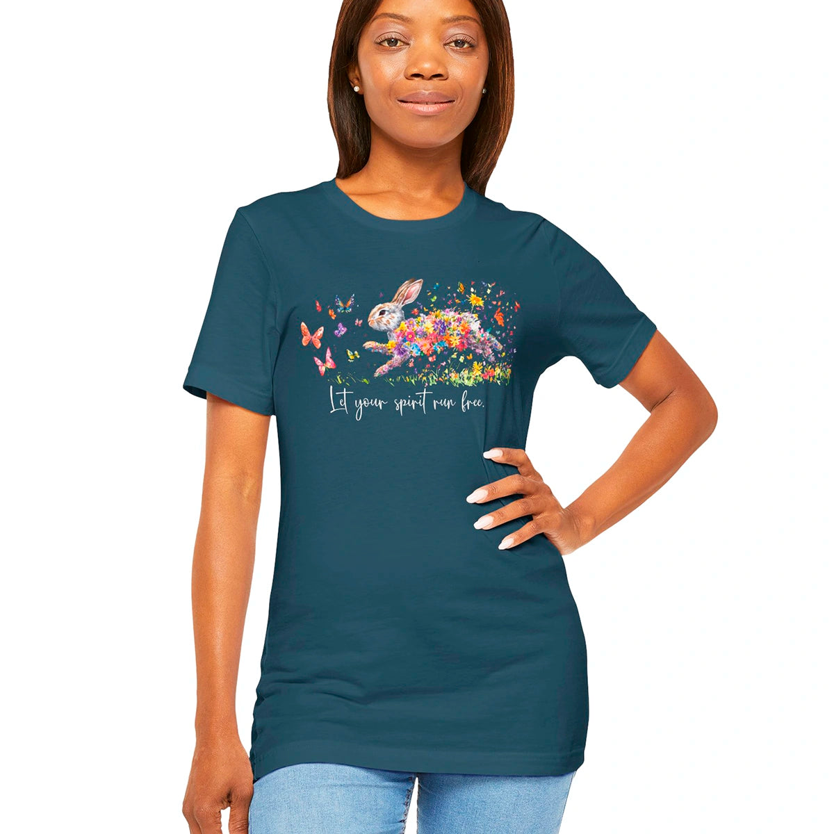 Rabbit "Let your spirit run free" Unisex T shirt