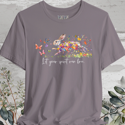 Rabbit "Let your spirit run free" Unisex T shirt