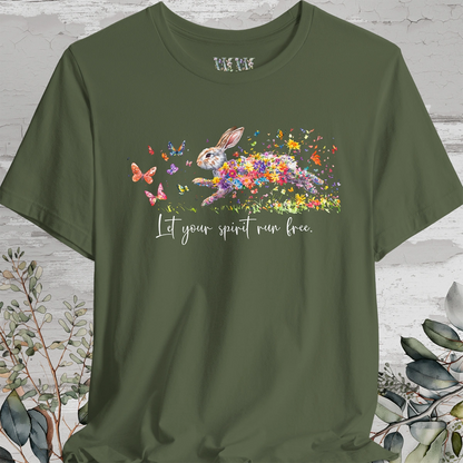 Rabbit "Let your spirit run free" Unisex T shirt