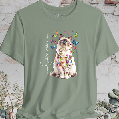 Ragdoll cat, personalized Floral Butterfly unisex T shirt