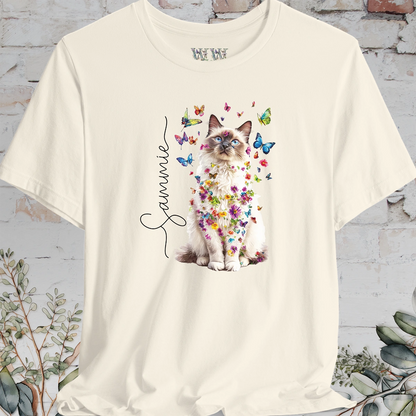 Ragdoll cat, personalized Floral Butterfly unisex T shirt