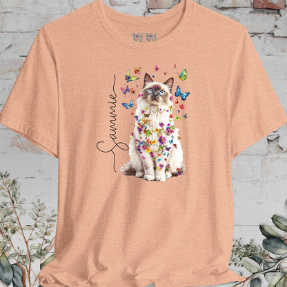 Ragdoll cat, personalized Floral Butterfly unisex T shirt