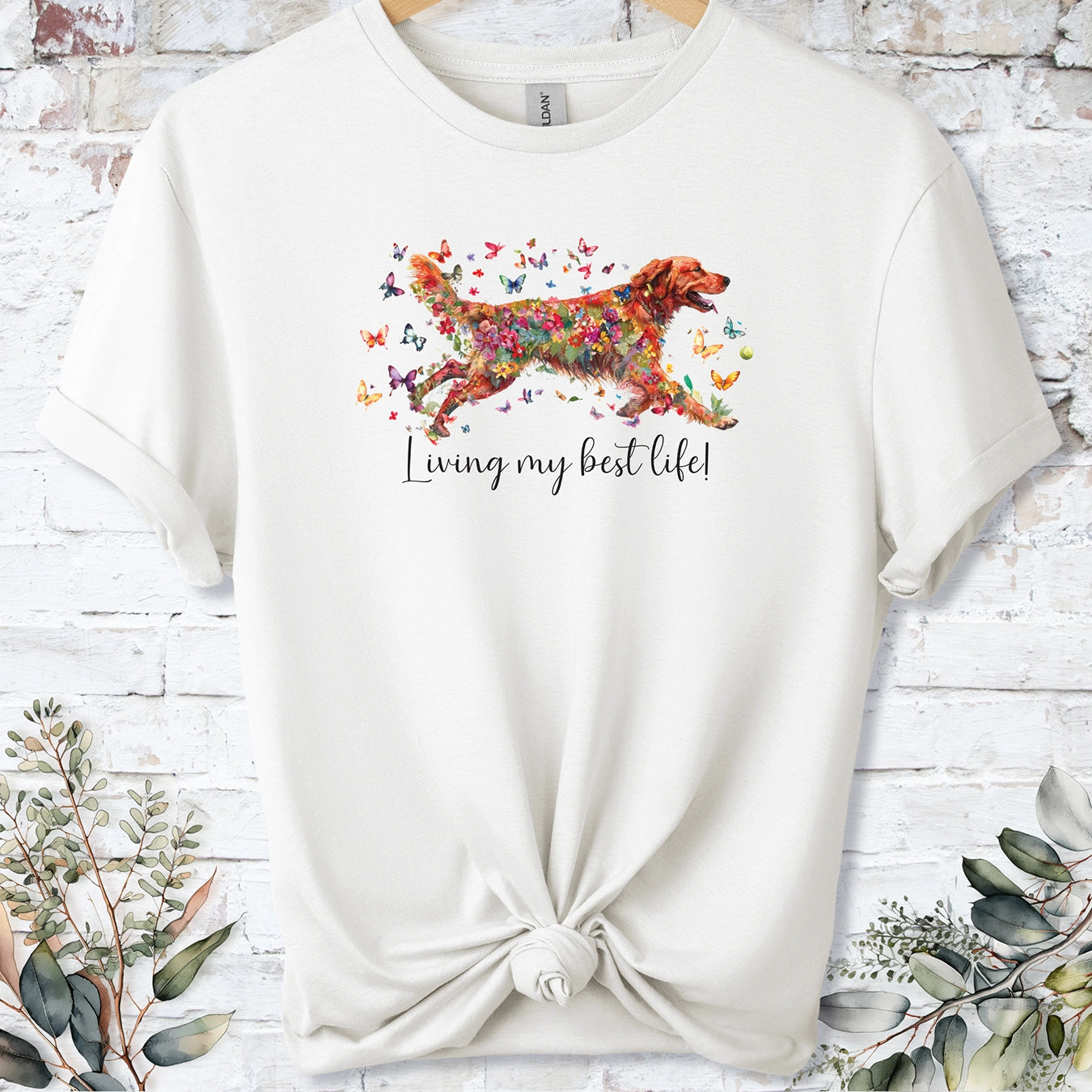 Red Golden Retriever, Living my best life, unisex T shirt
