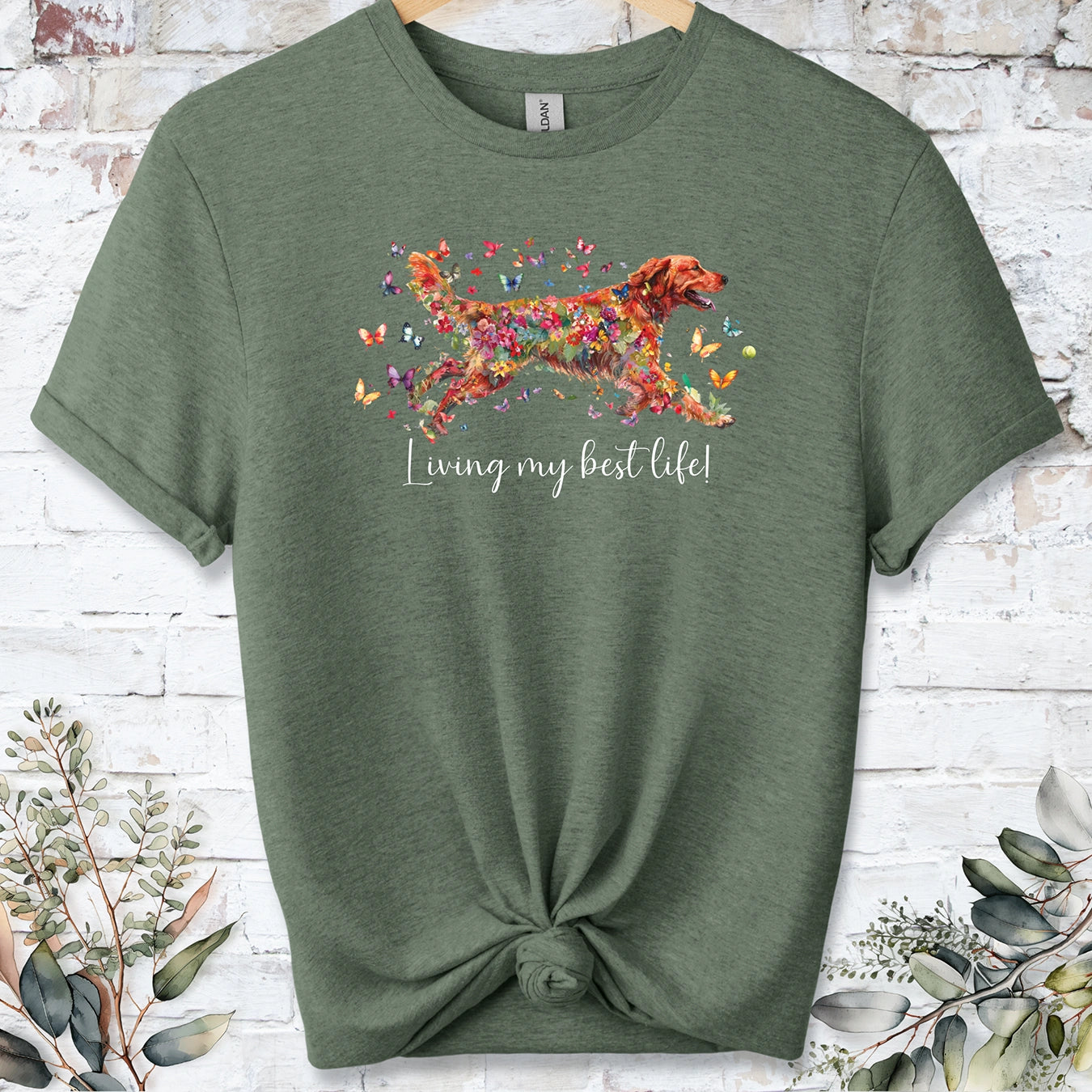 Red Golden Retriever, Living my best life, unisex T shirt