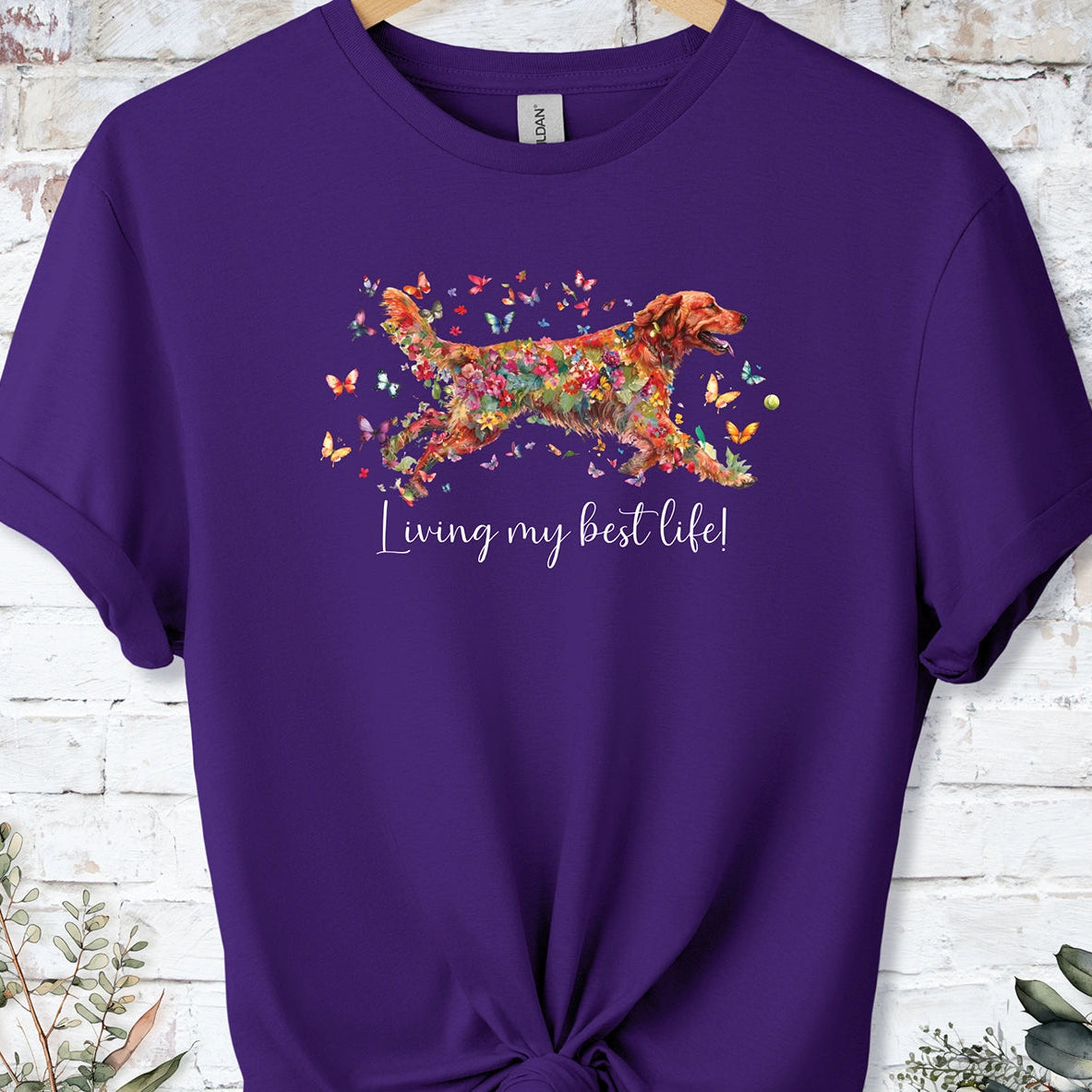 Red Golden Retriever, Living my best life, unisex T shirt