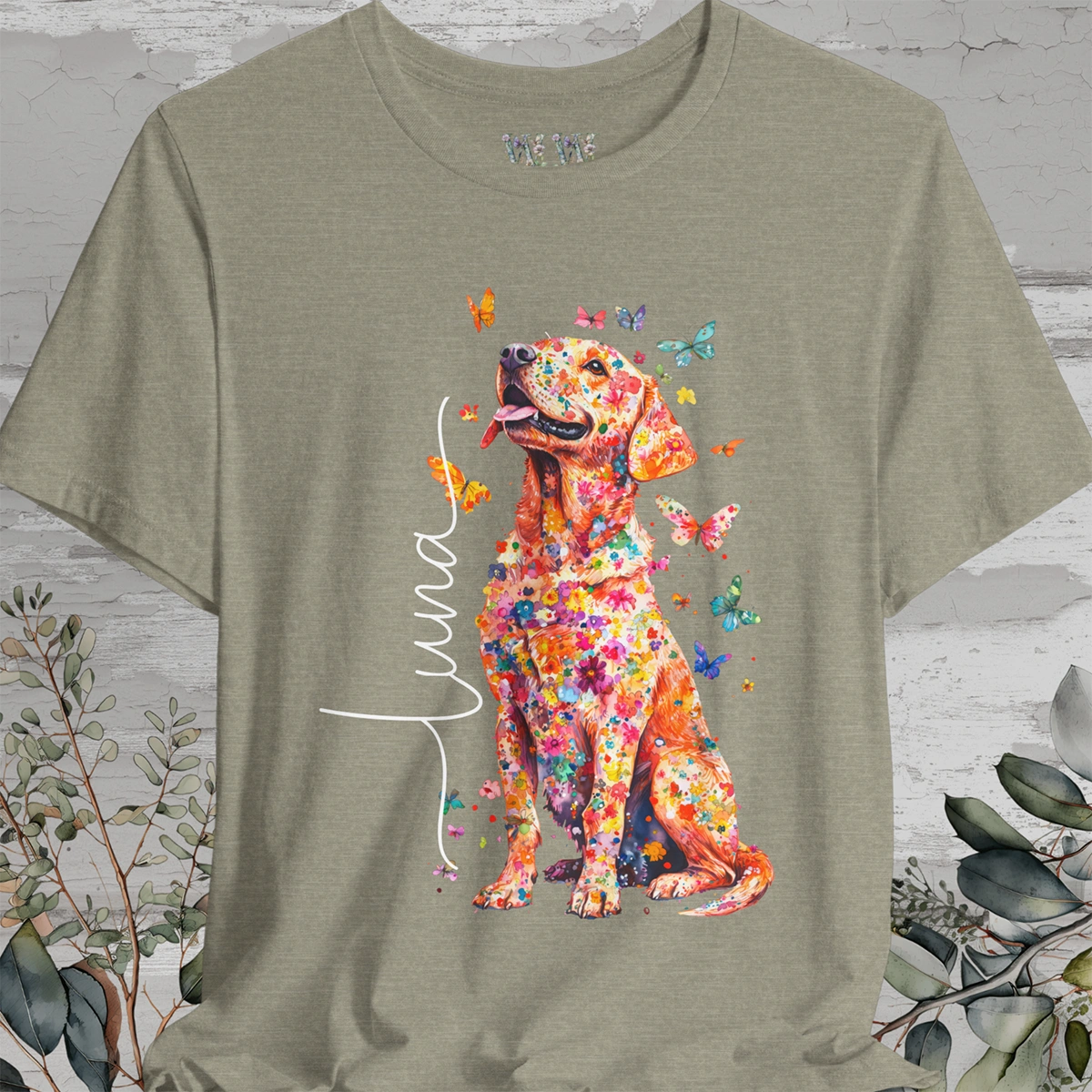 Fox Red Labrador Floral Personalized T shirt