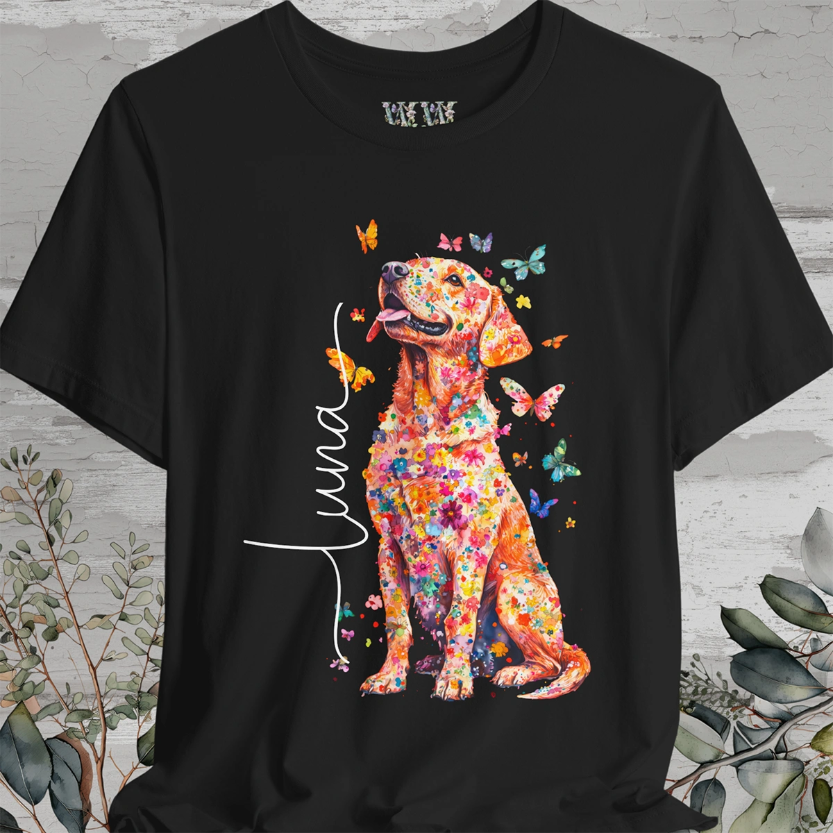 Fox Red Labrador Floral Personalized T shirt