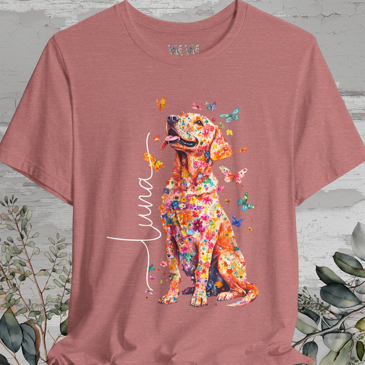 Fox Red Labrador Floral Personalized T shirt