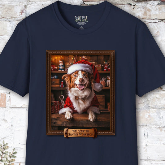 Border Collie Red Merle Santa's Workshop Unisex T shirt